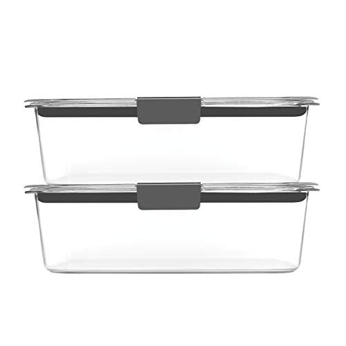 Rubbermaid Brilliance BPA-Free Food Storage Containers with Lids, Airtight Clear Set of 2 (9.6 Cup), Ideal for Lunch, Meal Prep, and Leftovers