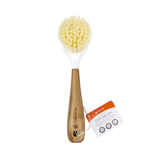 Full Circle Daily Dish Brush-Bamboo Handle Dish Brush–Sustainable Kitchen Cleaning with Tough Bristles-Natural Dish Scrubber,Nonstick & Cast Iron Cleaner-Long Handle Brush for Dishes,Pots,and Pans