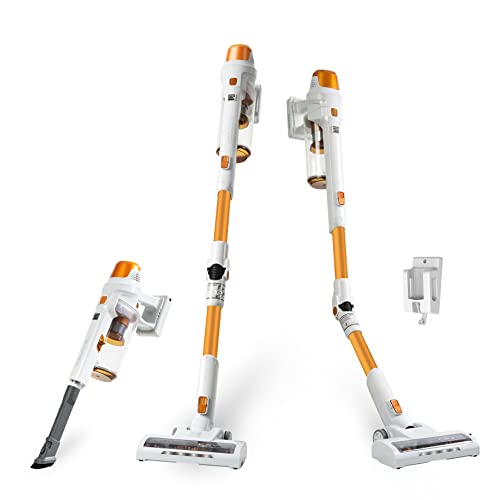 Kenmore DS4030 21.6V Cordless Stick Vacuum with EasyReach Wand, Lightweight Cleaner with 2-Speed Power Control, LED Headlight, Converts to Handheld for Hardwood Floors, Carpet & Pet Hair, Orange