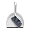 NACENA Mini Broom and Dustpan Set, Small Dust Pan and Brush Set with Handle Dustpan Teeth for Cleaning Hair Suitable for Office Desks Drawers Sofas Outdoor Camping, White & Gray