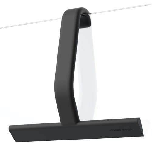 dancemoon JustHang Shower Squeegee for Glass Doors, All-One-Piece Award-Winning Silicone Squeegee with Built-in Hook for Bathroom, Window, Mirror, Tile Wall,Car, Streak-Free Cleaner Tool,10-Inch Black
