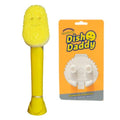 Scrub Daddy Dish Daddy Dish Wand & Connector Head, Soap Dispensing Dish Brush, Texture Changing Washing Up Sponge With Liquid Handle, Dish Sponge with Built-in Scraper, Scrubbing Head & Stand - Yellow