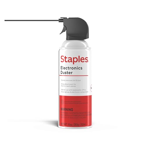 Staples Compressed Air Duster – 10 oz. Cans for Electronics, Keyboards & Office Devices, 2‑Pack