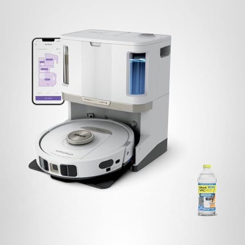 Shark PowerDetect | 2-in-1 Robot Vacuum & Mop for Carpets & Hard Floors | Powerful Suction & Mopping for Pet Hair | Self-Empty & Self-Clean NeverTouch Pro Base | 60-Day Capacity | White | AV2800ZE