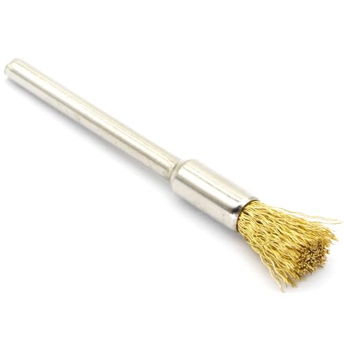 60-Piece Brass Wire Brush Set - Metal Rust Removal, Polishing, Cleaning - 1/8″ (3mm) Shaft - Removes Burrs, Dust, and Oxide Layer - Handles Rough Surfaces - Rotary Tool Accessories