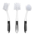 SetSail Dish Brush Set of 3 with Bottle Brush, Dish Scrub Brush with Long Handle Deep Cleaning Handle Brush with Scraper Tip for Kitchen Sink Dishes Bottle Cup Pot and Pans Tile Lines, Black