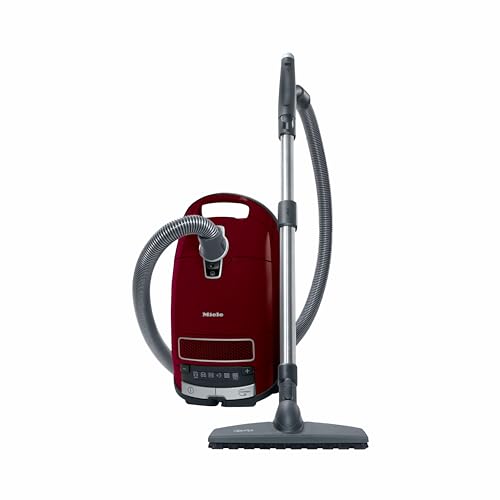 Miele Complete C3 Limited Edition Bagged Canister Vacuum Cleaner with AirClean System, AllTeQ Universal Floorhead, and Parquet Twister Floorbrush, in Tayberry Red