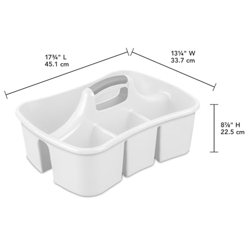 Sterilite 6 Pack Divided Ultra Caddy, Plastic Portable Storage to Hold Bathroom and Cleaning Supplies, White - 5 Large Compartment Organizer