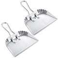 Mumufy 4 Pack 12 inch Heavy Duty Metal Dustpan Large Wide Dust Pans for Household Handheld Wide Scooper and Debris Cleaning Tool Ideal for Home and Commercial Use (Silver)