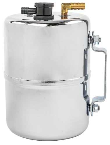 JEGS Steel Vacuum Reserve Canister, 5x7in, Chrome-Plated, Includes Grommet, Check Valve, Fittings & Port Plug