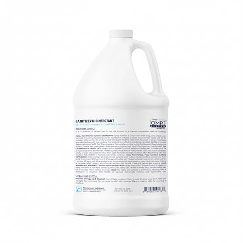 BRIOTECH Sanitizer Disinfectant Hypochlorous, Kill 99.99% of Viruses & Bacteria, Control Mold, Eliminate Odor, Gentle for Nursery & Play Rooms, Food Contact Surface Sanitizer, 1 Gallon Refill