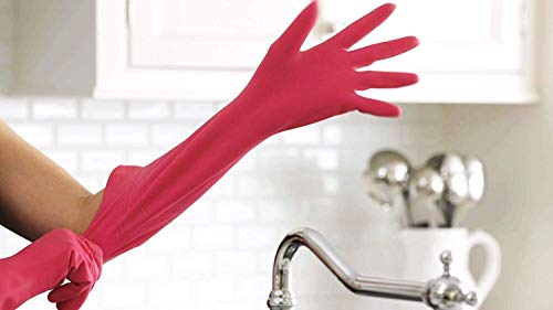 Casabella Premium Waterblock Cleaning Gloves - 6 Pair (12 Gloves) Pink - (Large)