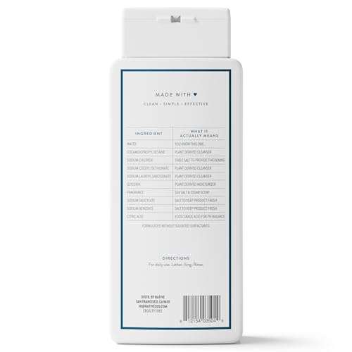 Native Sea Salt & Cedar Scent 24-Hr Refreshing Clean Body Wash for Men & Women, for All Skin Types Incl. Sensitive, Leaves Skin Feeling Clean & Soft, Free of Phthalates, Sulfates & Parabens, 18 oz
