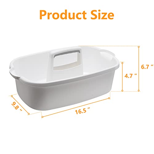 Goderewild Multi-Purpose Plastic Cleaning Caddy with Handle, Shower Caddy Organizer/Storage Basket/Totes Portable for Bathroom Supplies, Cleaning Products, Under Sink Tool, Housekeepers (White)