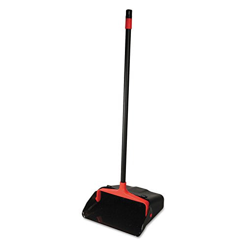 O-Cedar Commercial Maxi-Plus Lobby Dust Pan With Rear Wheels, 13 X 35, 30" Handle, Plastic, Black, 6/carton
