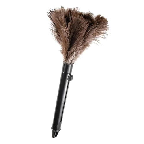 FeelfunFeather Retractable Feather Duster-Genuine Ostrich Feathers,Anti-Static,Reusable Eco-Friendly Handheld Cleaning for Keyboard,Home,Car,Office(10 to 15 Inches) 1 Pack