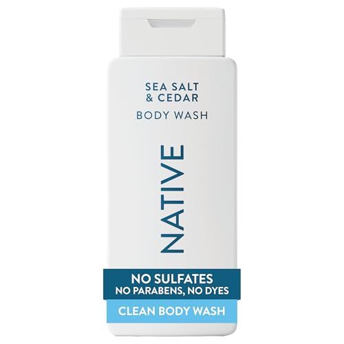 Native Sea Salt & Cedar Scent 24-Hr Refreshing Clean Body Wash for Men & Women, for All Skin Types Incl. Sensitive, Leaves Skin Feeling Clean & Soft, Free of Phthalates, Sulfates & Parabens, 18 oz