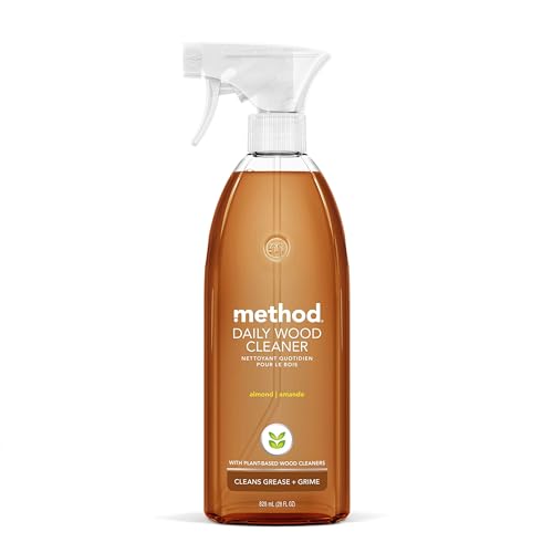 Method Daily Wood Cleaner, Almond, Cleans Shelves, Tables and Other Wooden Surfaces While Removing Dust & Grime, 28 oz Spray Bottles, (Pack of 1)
