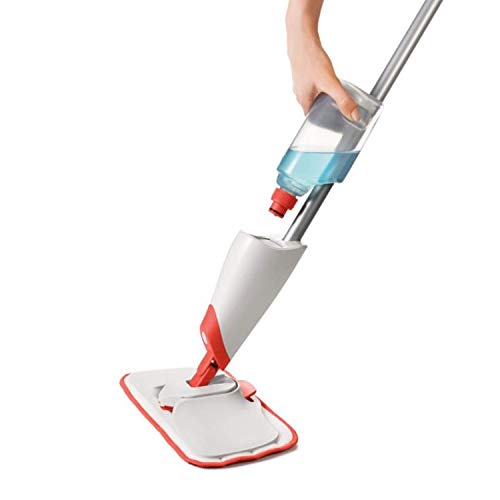 OXO Good Grips Microfiber Spray Mop with Slide-Out Scrubber,Red/White