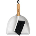 MR.SIGA Dustpan and Brush Set, Portable Cleaning Brush and Dustpan Combo with Bamboo Handle, White, 1 Set