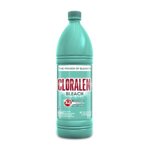Cloralen Household Cleaning Liquid Bleach - 32.12 fl oz - 3-in-1 Multipurpose Cleaner for Laundry, Bathroom & Kitchen - Deodorizes, Whitens & Deep Cleans