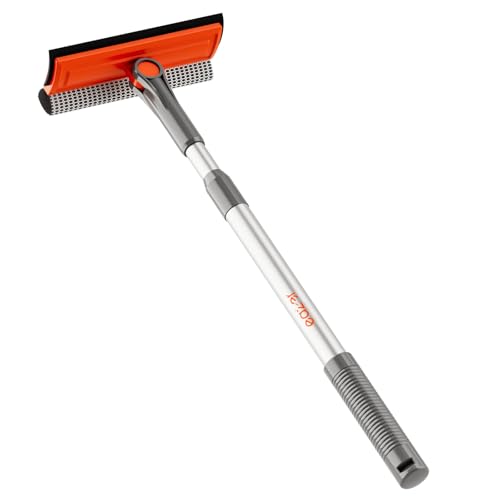 eazer Professional Window Squeegee, 2-in-1 Rotatable Squeegee for Window Cleaning Kit, Window Cleaner Tool, Window Washing Equipment Kit with Extension Pole (20''-30'') for Shower/Windshield