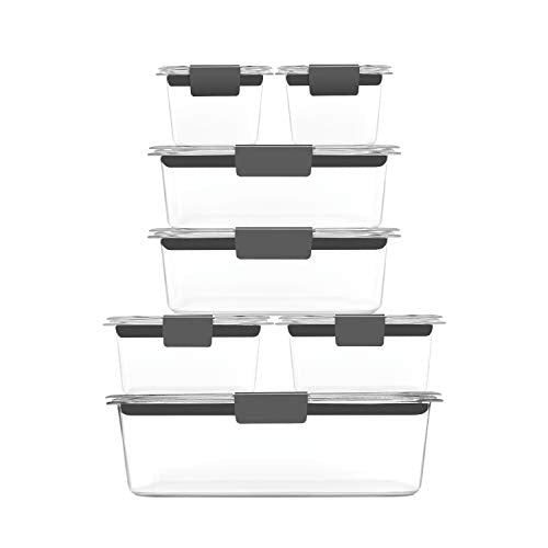 Rubbermaid Brilliance Food Storage Containers, 14 Piece Plastic Containers with Lids, BPA-Free, Leak Proof, Clear