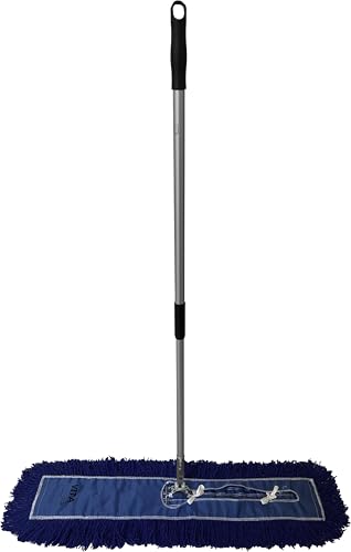 Ultimate Dust Mop Kit: Industrial-Grade Performance, Heavy-Duty Frame, Telescopic Handle - Blue 36 Inch