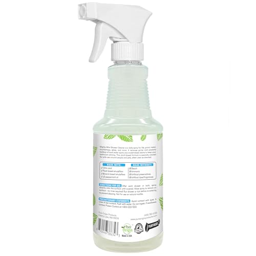 Mighty Mint Daily Shower Cleaner Spray – No Rinse, No Scrub Solution for Glass, Tile & Grout – Plant Based Formula with Peppermint Scent - 16 oz.