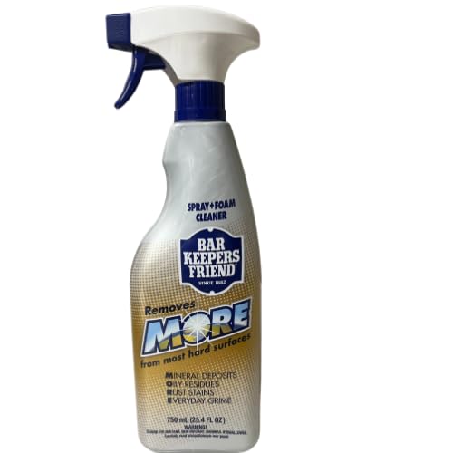 Bar Keepers Friend 1PACK BUNDLE MORE Spray Foam Cleaner (750ml) with Sponge, Microfiber Cloth & Crevice Cleaning Brush