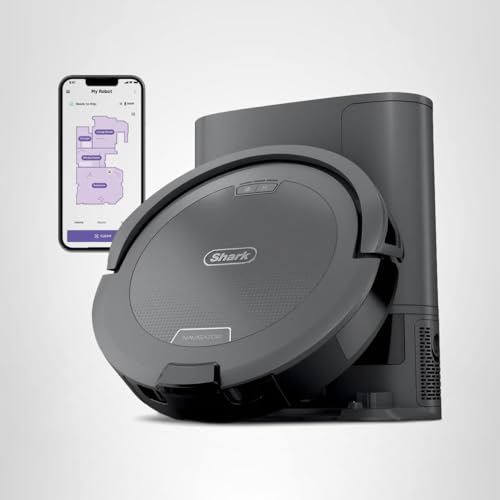 Shark Navigator Robot Vacuum and Self-Empty Base with Bagless 60-Day Capacity Self-Empty Base, SmartPath Navigation, Powerful Pet Hair Pickup, Anti-Hair Wrap, For Carpets & Hard Floors, Grey, RV2120AE