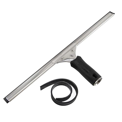 Unger Connect and Clean 16” Performance Window and Glass Cleaning Squeegee with Replacement Rubber, Cleaning Supplies, Heavy Duty Household Cleaner Tools with Streak-Free Results