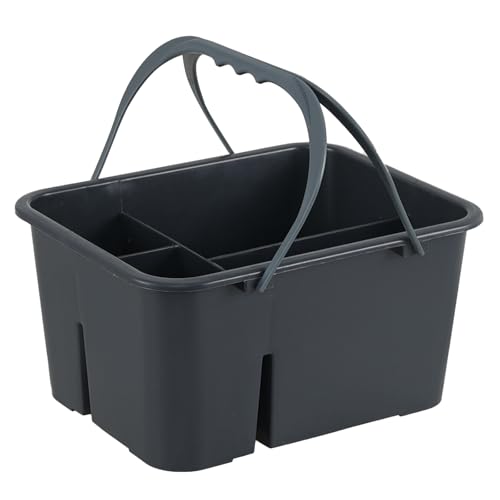 Ysmiltion Plastic Cleaning Caddy Organizer with Handle, Carry Caddy for Cleanig Supplies, Deep Grey