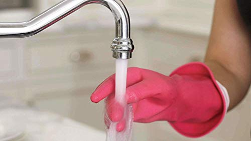 Casabella Premium Waterblock Cleaning Gloves - 6 Pair (12 Gloves) Pink - (Large)