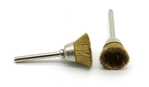 TMAX 10 pc Brass Bristle 1/2 Inch Cup Wire Brush Wheel with 1/8 Inch Shank for Dremel and Other Rotary Tools on Rust Removal, Corrosion and Scrub Surfaces