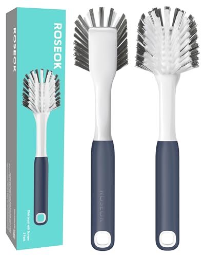 ROSEOK Dish Brush, Dish Scrubber, Nylon Bristles with Built-in Scraper
