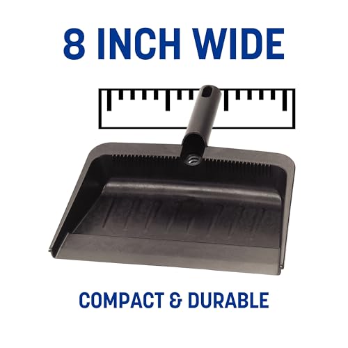 Carlisle FoodService Products Heavy Duty Dust Pan with Handle – Durable Plastic, 8 Inch Dust Pan for Home, Kitchen, and Commercial Use, Black