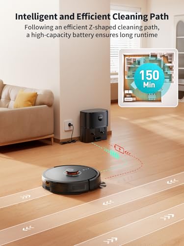 Robot Vacuum and Mop, Self-Emptying Robot Vacuum Cleaner with 6000Pa Suction, Laser Navigator with Smart Mapping Robotic Vacuums, 150Mins Runtime,Schedule,App Alexa Control for Carpet/Pet Hair,Q10 pro