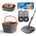 Collapsible Mop and Bucket Set, Spin Mop with Separate Dirty and Clean Water, 6 Replaceable Mopping Pads with Foldable Handle, Deep Cleaning Mops and Buckets for Household Use Floor Cleaning