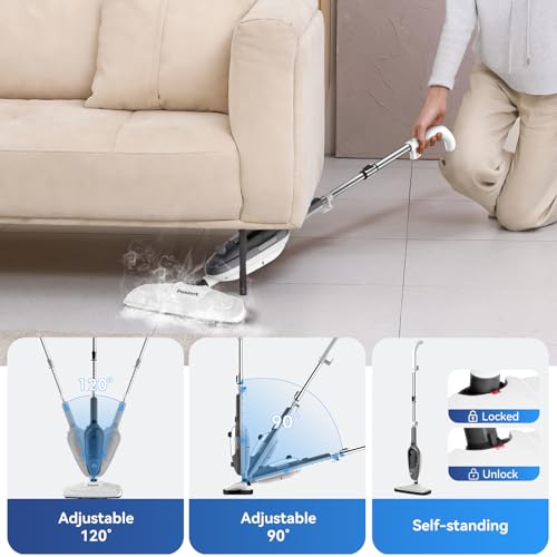 Poazork Steam Mop - All-in-one Detachable Floor Steamer with 11 Accessories, Multipurpose Steamer for Hardwood Floors, Clothes,Windows,Tiles,Carpet, Powerful Handheld Steam Cleaner for Home Use