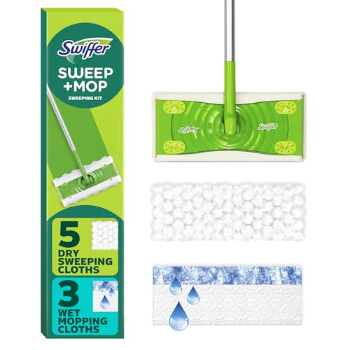 Swiffer Sweeper Dry + Wet Multi Sweeping Kit (1 Sweeper, 7 Dry Cloths, 3 Wet Cloths)