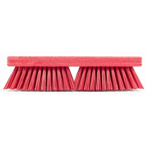 SPARTA Plastic Floor Scrub Brush, Brush Head Only, Deck Brush with ACME Standard Thread Fitting for Deck, Industrial Kitchens, and Hospitals, 10 Inches, Red