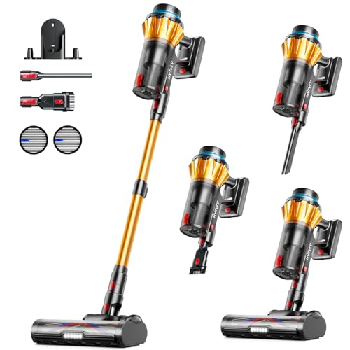 Cordless Vacuum Cleaner, 650W 55Kpa 70 Mins Cordless Stick Vacuum, Self-Standing Wireless Vacuum with Touch Screen, Anti-Tangle Vacuum Cordless, Rechargeable Vacuum Cleaners for Home/Pet Hair/Carpet