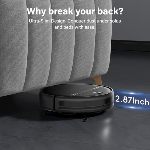 ZC WAS Robot Vacuum and Mop for Pet Hair, 2-in-1 Robot Vacuum Cleaner for Hard Floors&Carpets with 2.87'' Slim Design, Wi-Fi/App/Voice Control, 3D Obstacle Avoidance & Self-Charging