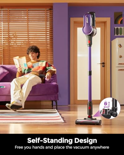 SVHT Cordless Vacuum Cleaner, 500W 45KPA 50Mins Stick Vacuum Cleaners for Home with LED Light, Self-Standing, Anti-Tangle Brush & 1.6L Dust Cup, Lightweight Vacuum for Pet Hair, Carpets, Hard Floors