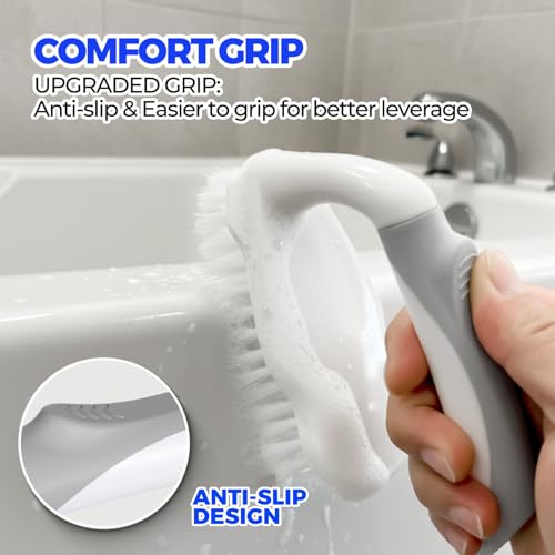 Scrub Brush - 6 Pack, Scrub Brushes for Cleaning, Heavy-Duty Scrub Brush, Stiff Bristles Cleaning Brush, for Kitchen, Bathtub, Floor and Wall Surfaces, Grey