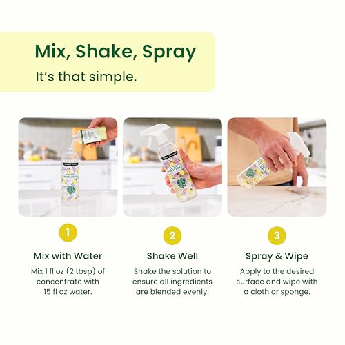 Good Natured Brand All-Purpose Cleaner Concentrate | 8oz makes 128oz | Lemon Essential Oil | 16X Concentrated Natural Multi-Surface Cleaner