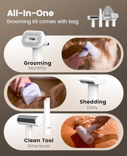 oneisall Dog Grooming Vacuum Kit: 15000Pa Shedding Brush with Grooming Tools, 3 Suction Low Noise, for Pet Thick and Undercoat, 1.5L Dust Cup, Dog Hair Vacuum, Home Cleaning, LM5
