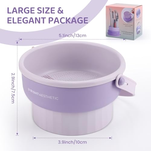 GOLIKEE Makeup Brush Cleaner Mat 3 in 1 Silicone Makeup Brush Cleaner Bowl Cosmetic Brushes Cleaning Tool Organizer for Storage and Air Drying（Khaki）
