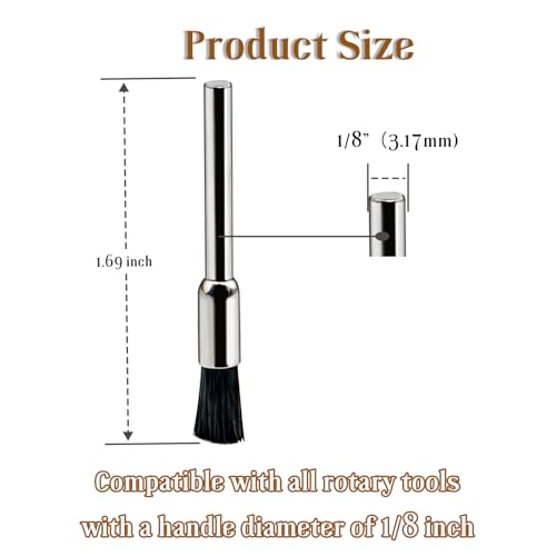 405-02 mini Nylon Bristle Brush for Dremel Brushes,Pen Brush End Brush for Drill, 1/8" Shank Diameter Mini Rotary Tool Accessory（3PCS